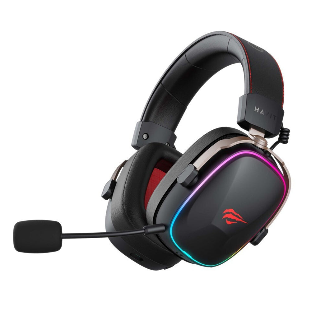 Bezdrôtové herné slúchadlá HAVIT H2039BG, RGB, BT / Wi-Fi / Káblové, Čierno-okrové