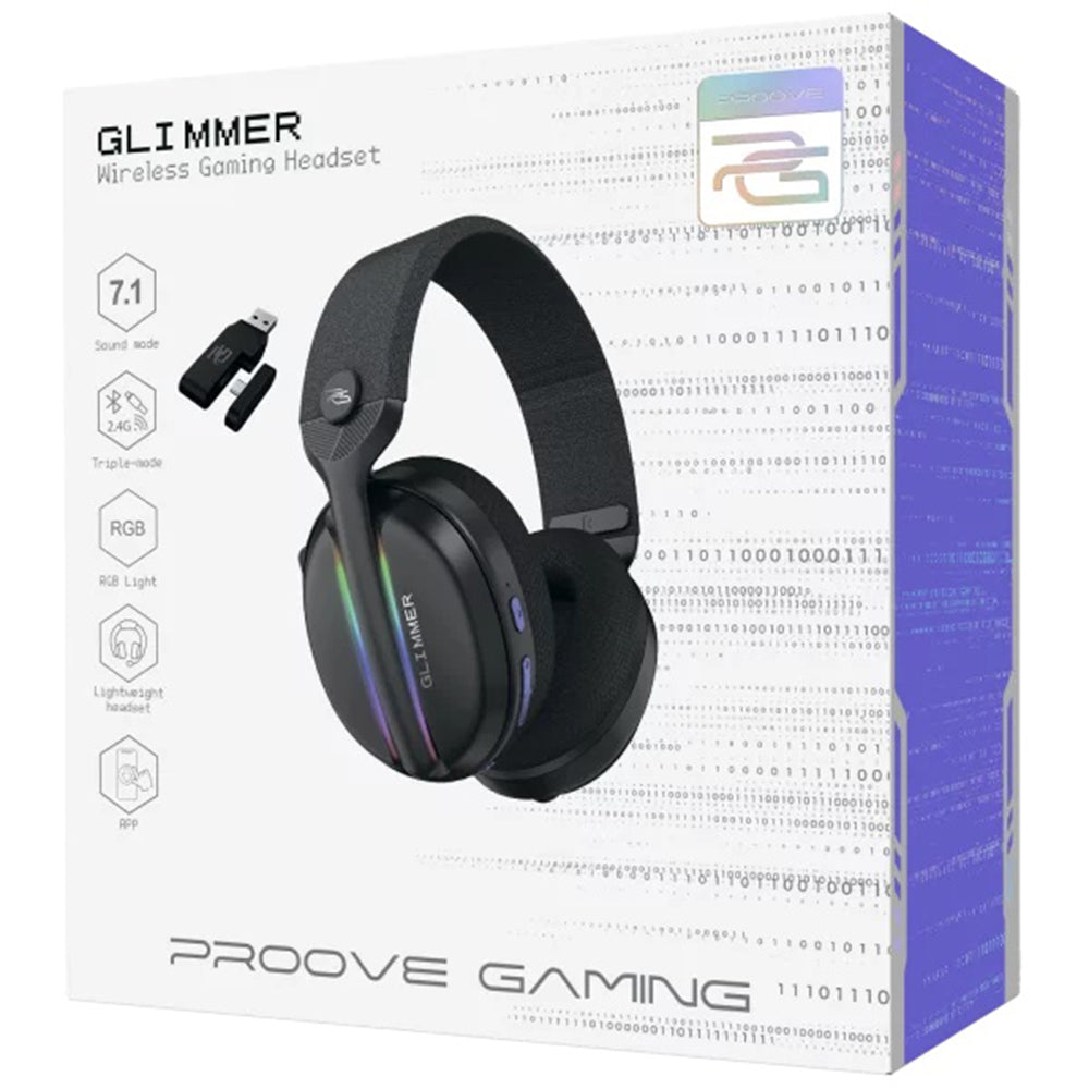 Slúchadlá Gaming Wireless Proove Glimmer, RGB, BT / Wi-Fi / Wired, Čierno-fialové WHGL00022016