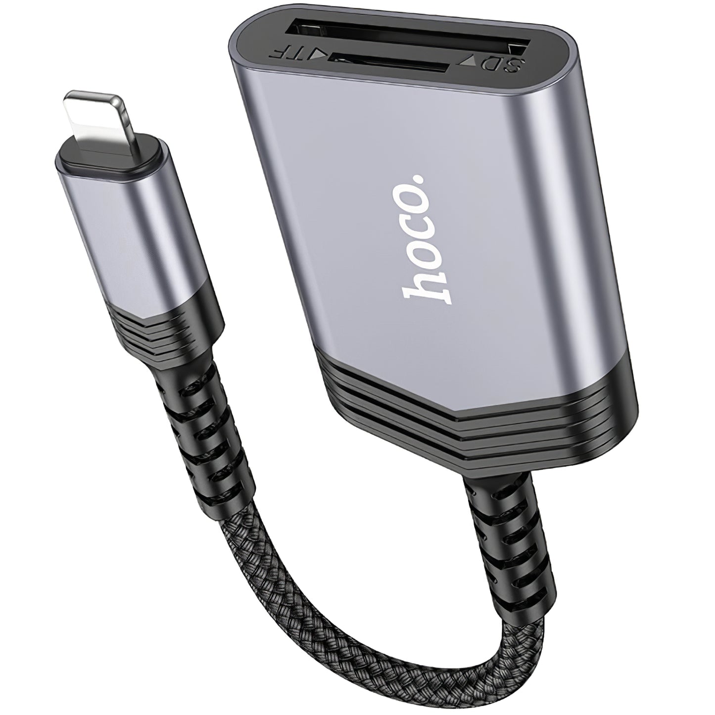 Čítačka kariet Lightning HOCO UA25, SD - microSD, Sivá