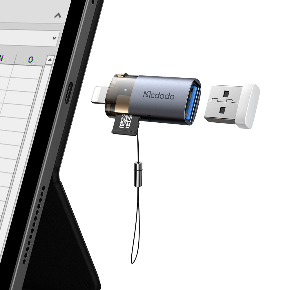 Čítačka kariet Lightning McDodo OT-7850, USB-A (OTG) - microSD, Čierna