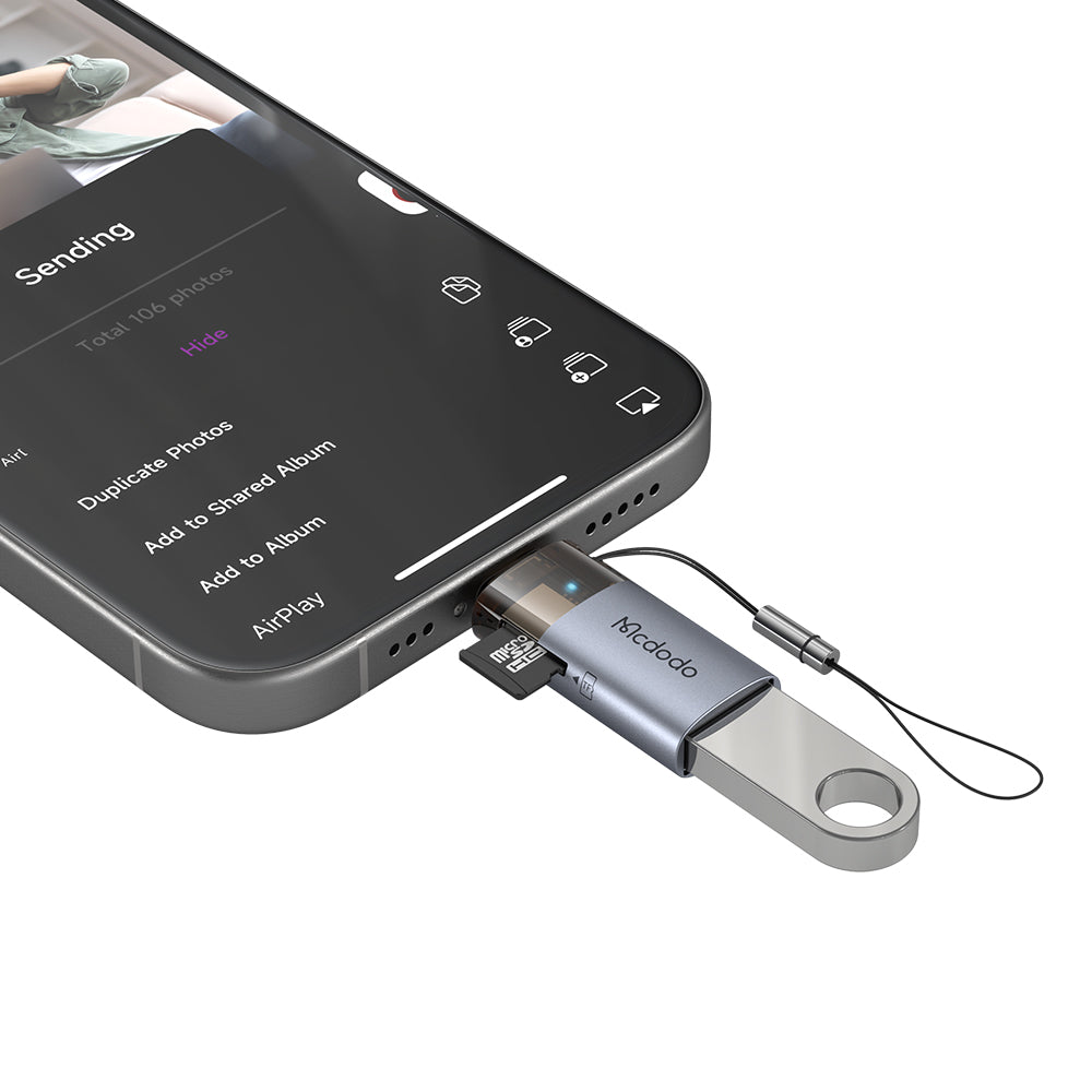 Čítačka kariet Lightning McDodo OT-7850, USB-A (OTG) - microSD, Čierna