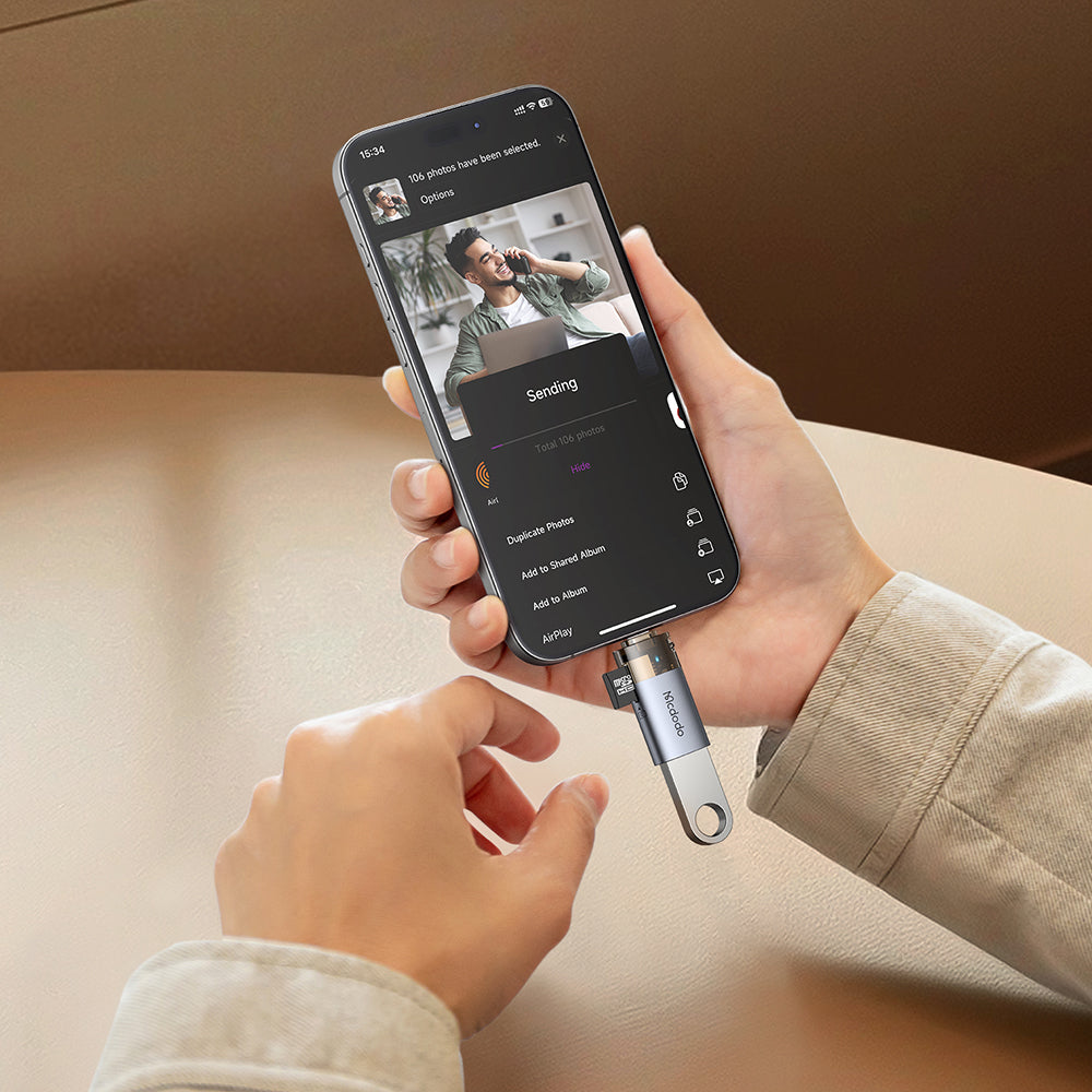 Čítačka kariet Lightning McDodo OT-7850, USB-A (OTG) - microSD, Čierna