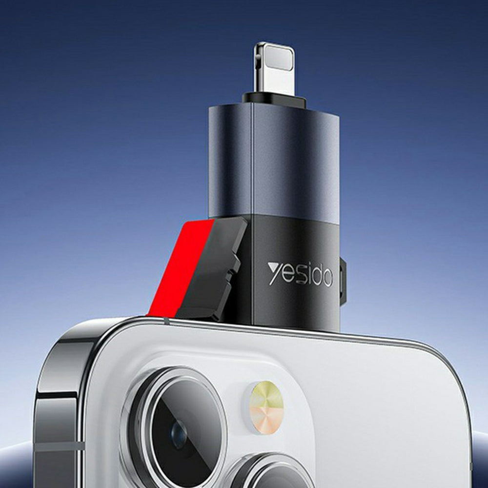 Čítačka kariet Lightning Yesido GS38, microSD, sivá, prebalené