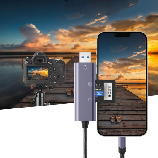Čítačka kariet USB/Lightning Tech-Protect Ultraboost, SD - microSD, sivá