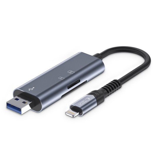 Čítačka kariet USB/Lightning Tech-Protect Ultraboost, SD - microSD, sivá