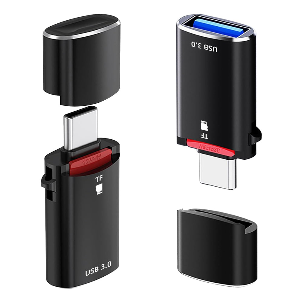 Čítačka kariet USB-C Techsuit AluVoltX, USB-A (OTG) - microSD, Čierna