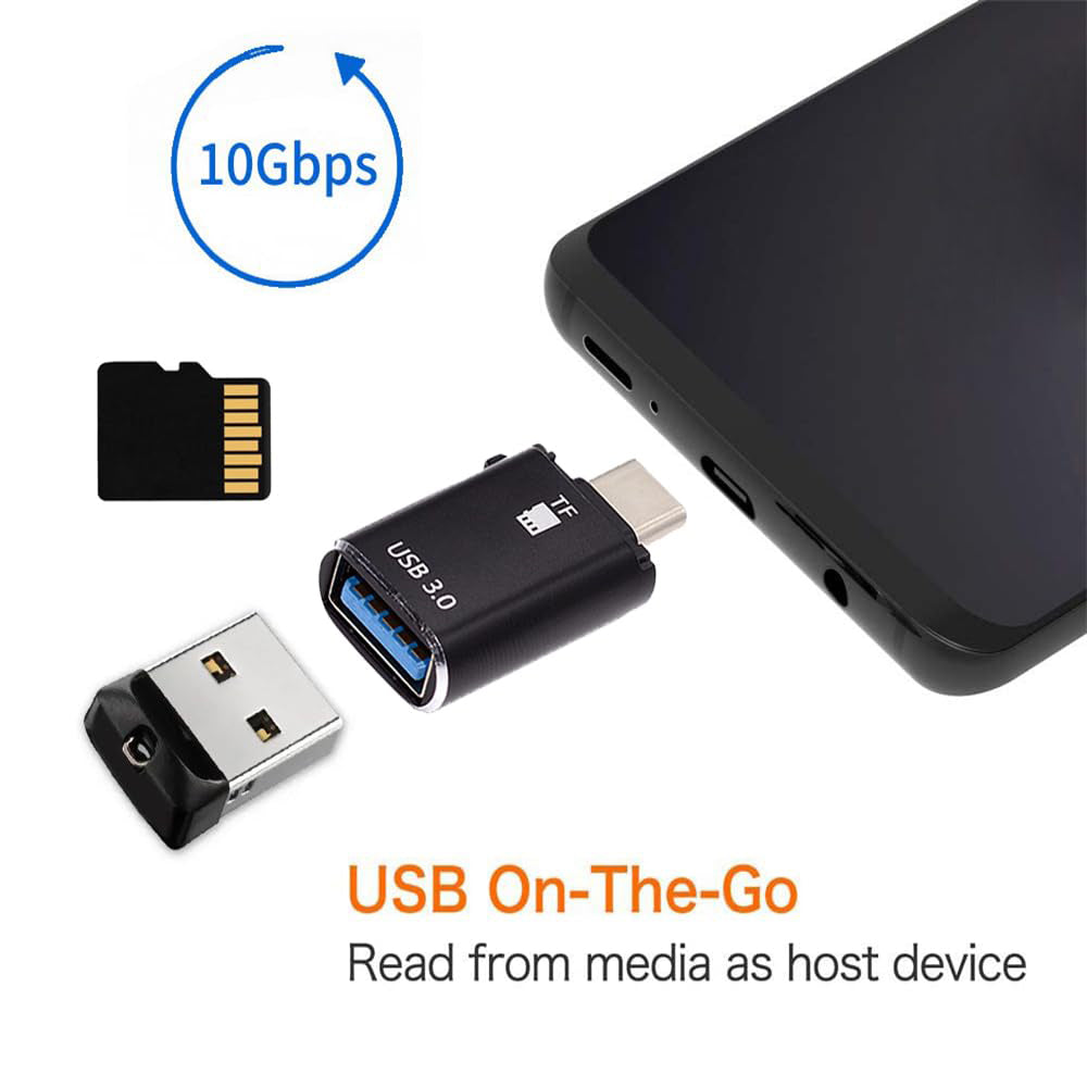 Čítačka kariet USB-C Techsuit AluVoltX, USB-A (OTG) - microSD, Čierna