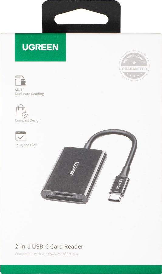Čítačka kariet USB-C UGREEN CM265, SD - microSD, Čierna