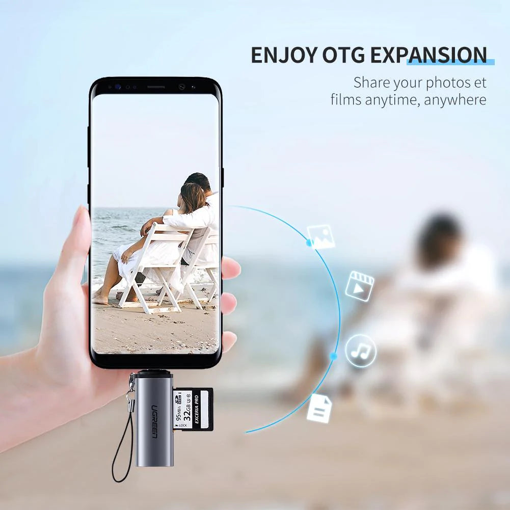 Čítačka kariet USB-C UGREEN CM184, SD - microSD, Sivá