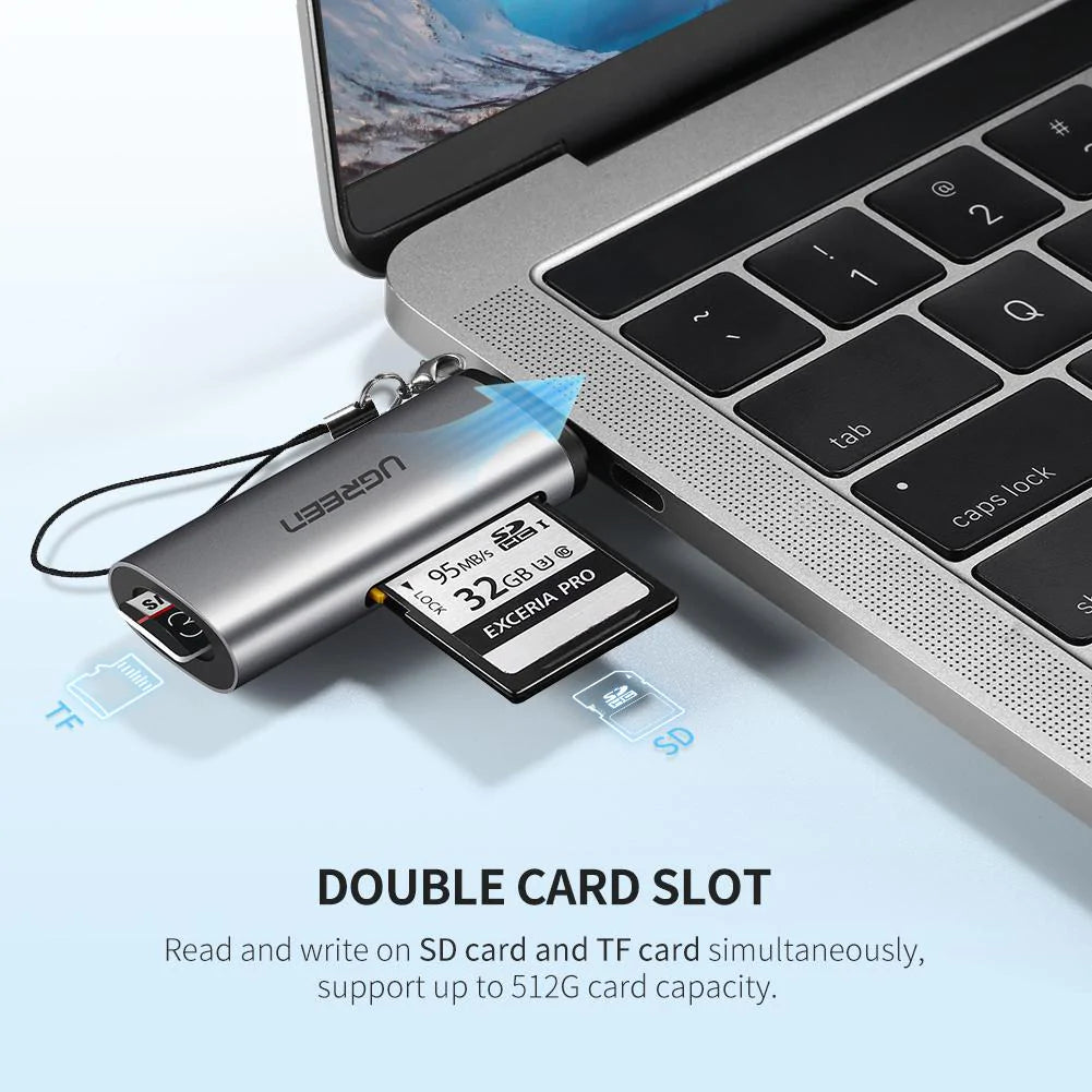 Čítačka kariet USB-C UGREEN CM184, SD - microSD, Sivá