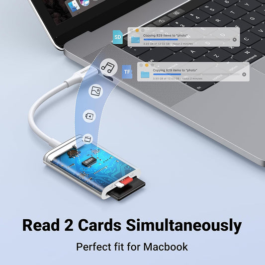 Čítačka kariet USB-C UGREEN CM265, SD - microSD, biela