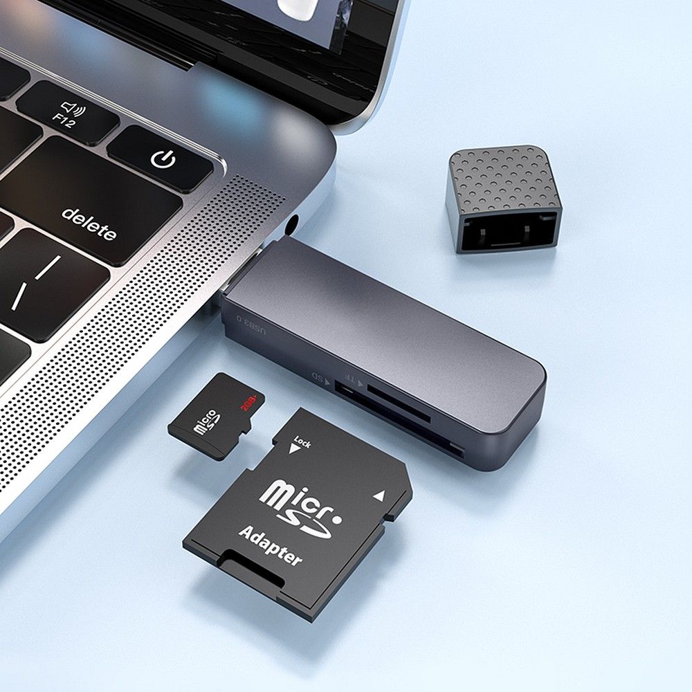 Čítačka kariet USB HOCO HB45, SD - microSD, Sivá