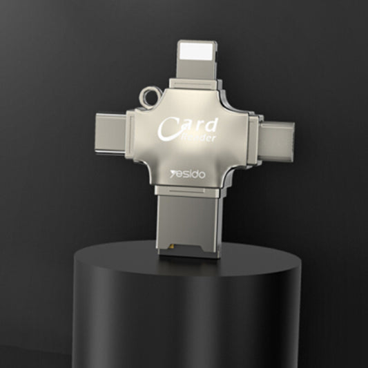 Čítačka kariet USB / USB-C / Lightning / microUSB Yesido GS13, microSD, Strieborná