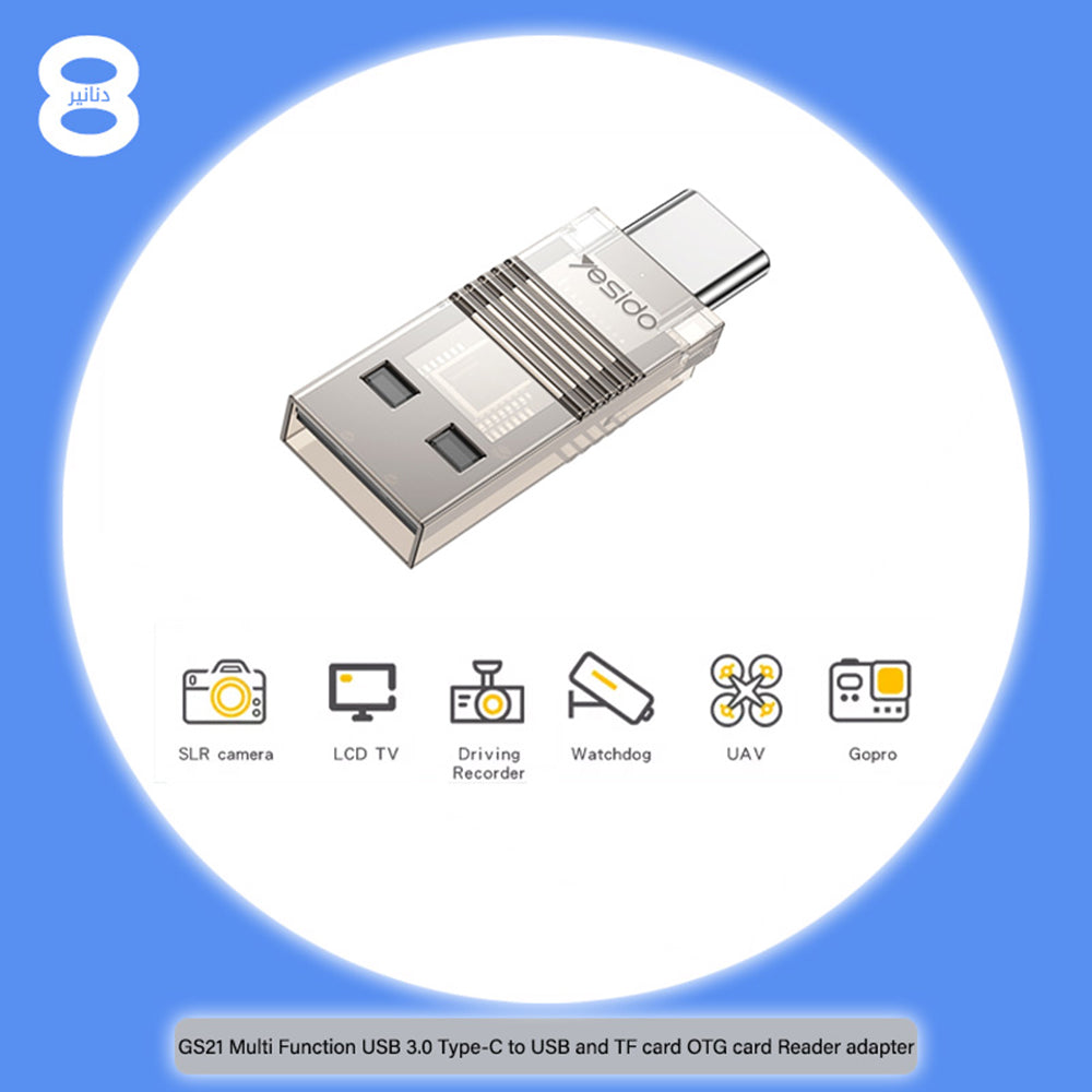 Čítačka kariet USB / USB-C Yesido GS21, microSD, Transparent