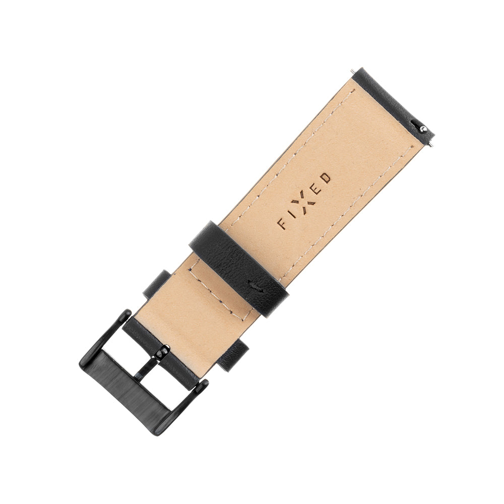 Fixed Leather remienok pre Huawei Watch / Xiaomi Watch Series, 22mm, Čierny