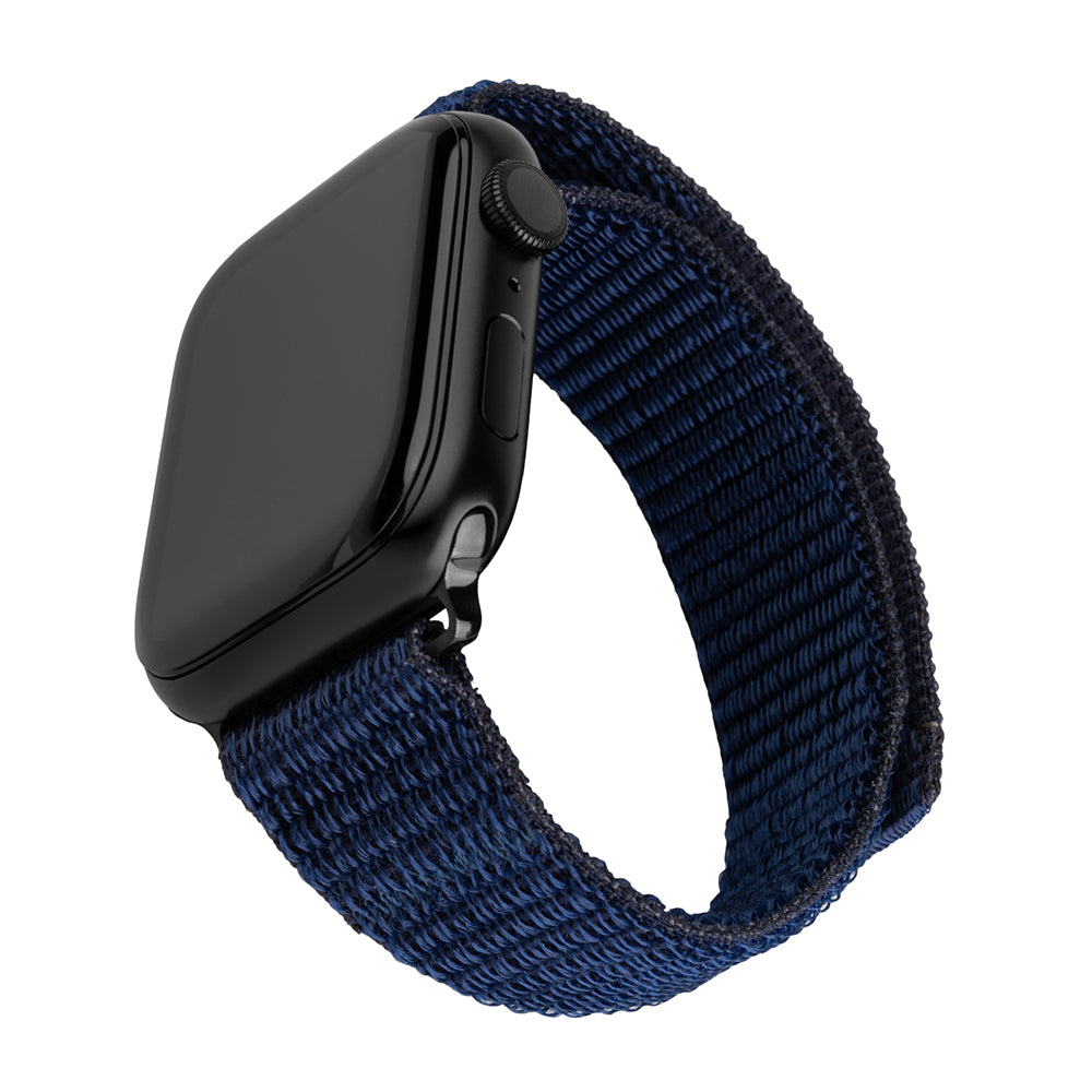 Fixed Nylon Sporty remienok pre Apple Watch 49mm / 46mm / 45mm / 44mm / 42mm Series, Tmavomodrý