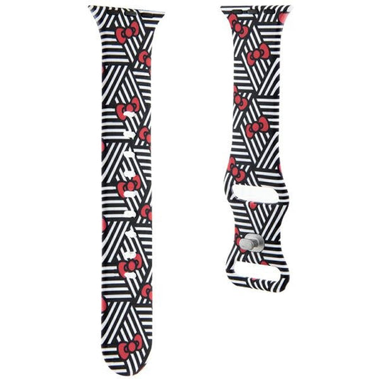 Remienok Hello Kitty Silicone Bows & Stripes pre Apple Watch 42mm / 41mm / 40mm / 38mm Series, čierny