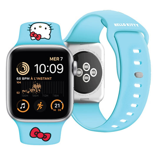 Remienok Hello Kitty Silicone Kitty Head pre Apple Watch 42mm / 41mm / 40mm / 38mm Series, Modrý