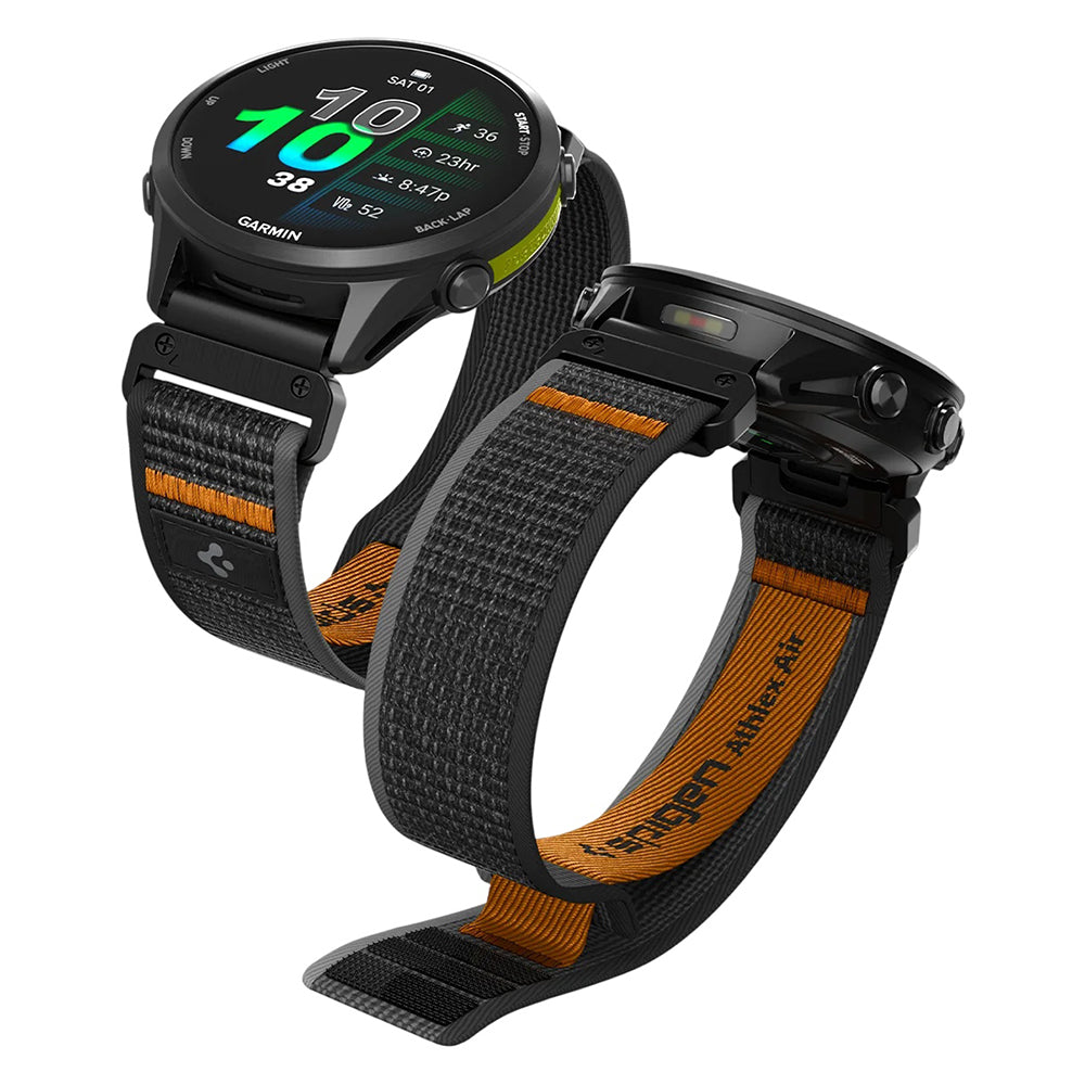 Remienok Spigen Athlex Air pre Garmin Watch Fenix / Forerunner / Approach Series, 22mm, čierno-oranžový AMP11426