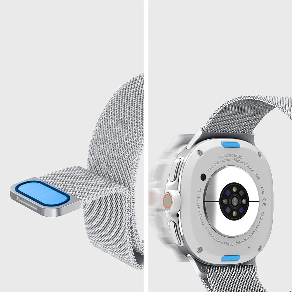 Remienok Spigen Metal Fit pre Samsung Galaxy Watch9 / Watch8 / Watch8 Classic Series, Strieborný AMP10121