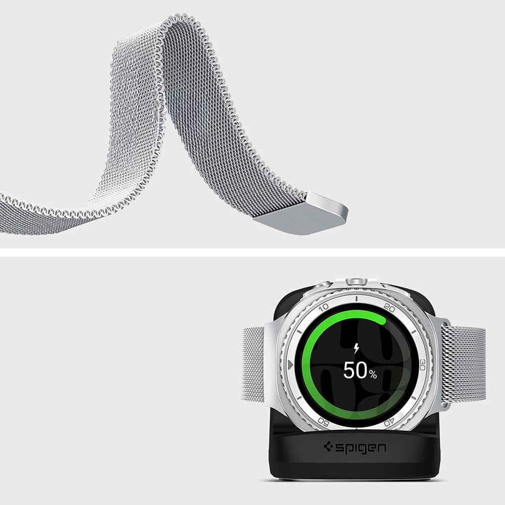 Remienok Spigen Metal Fit pre Samsung Galaxy Watch9 / Watch8 / Watch8 Classic Series, Strieborný AMP10121