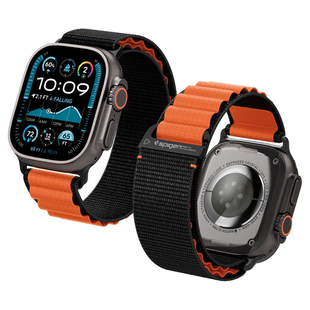 Remienok Spigen WBF1 pre Apple Watch 49mm / 46mm / 45mm / 44mm Series, Čierno-oranžový AMP10145