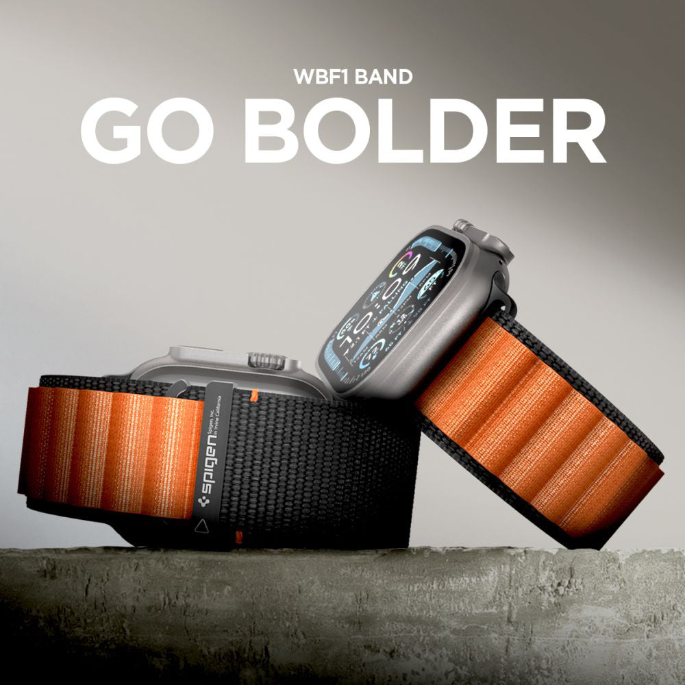 Remienok Spigen WBF1 pre Apple Watch 49mm / 46mm / 45mm / 44mm Series, Čierno-oranžový AMP10145
