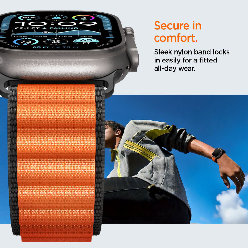 Remienok Spigen WBF1 pre Apple Watch 49mm / 46mm / 45mm / 44mm Series, Čierno-oranžový AMP10145