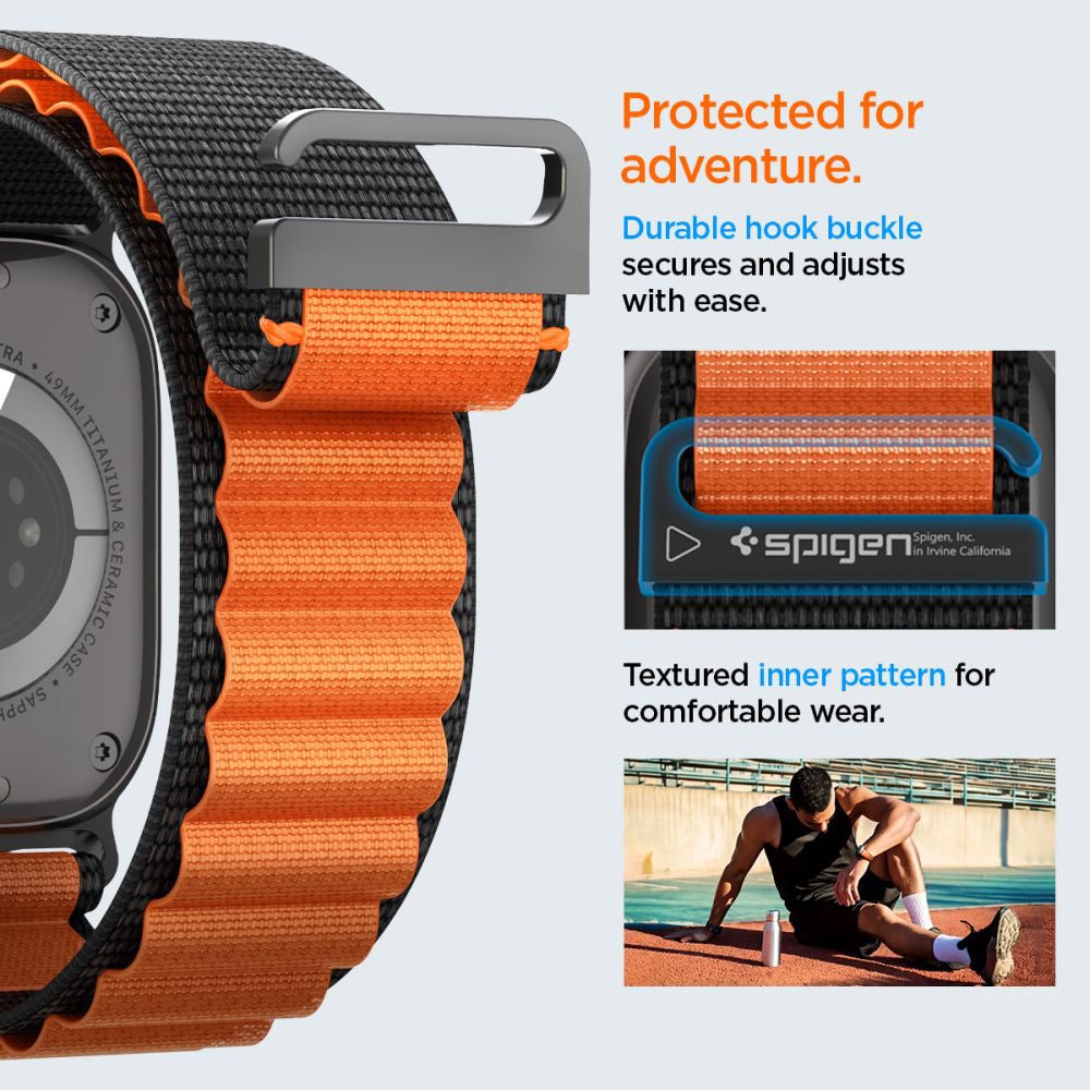 Remienok Spigen WBF1 pre Apple Watch 49mm / 46mm / 45mm / 44mm Series, Čierno-oranžový AMP10145