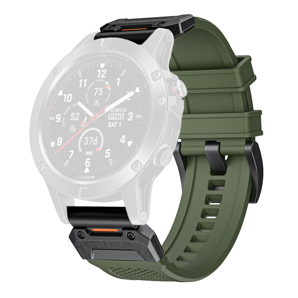 Techsuit W068 remienok pre Garmin Watch Fenix / Forerunner / Approach Series, 22mm, Zeleno-čierny