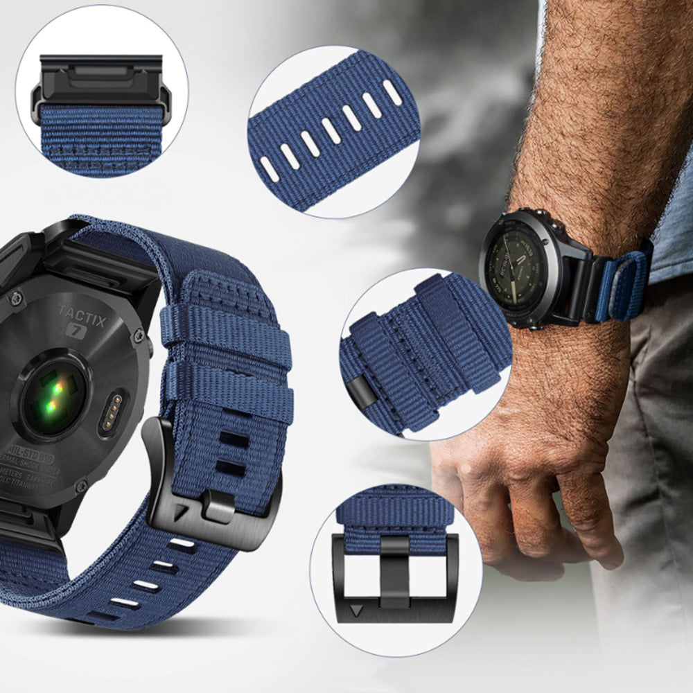 Techsuit W070 remienok pre Garmin Watch Fenix / Forerunner / Approach Series, 22mm, Tmavomodrý