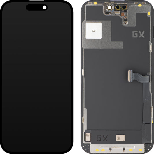 Dotykový displej GX pre Apple iPhone 14 Pro, s rámom, pohyblivá verzia OLED IC, čierny