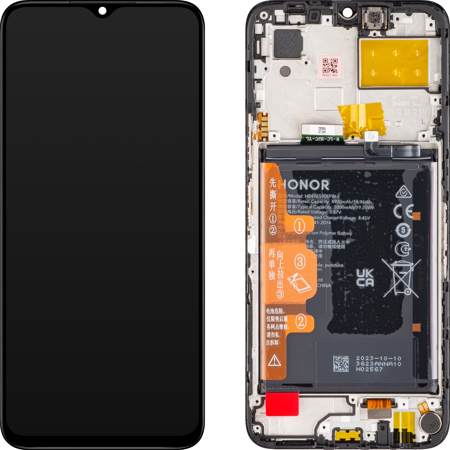 Displej s dotykovým displejom Honor 70 Lite, s rámom a batériou, čierny, servisný balík 0235AFJJ Servisný balík 0235AFJJ