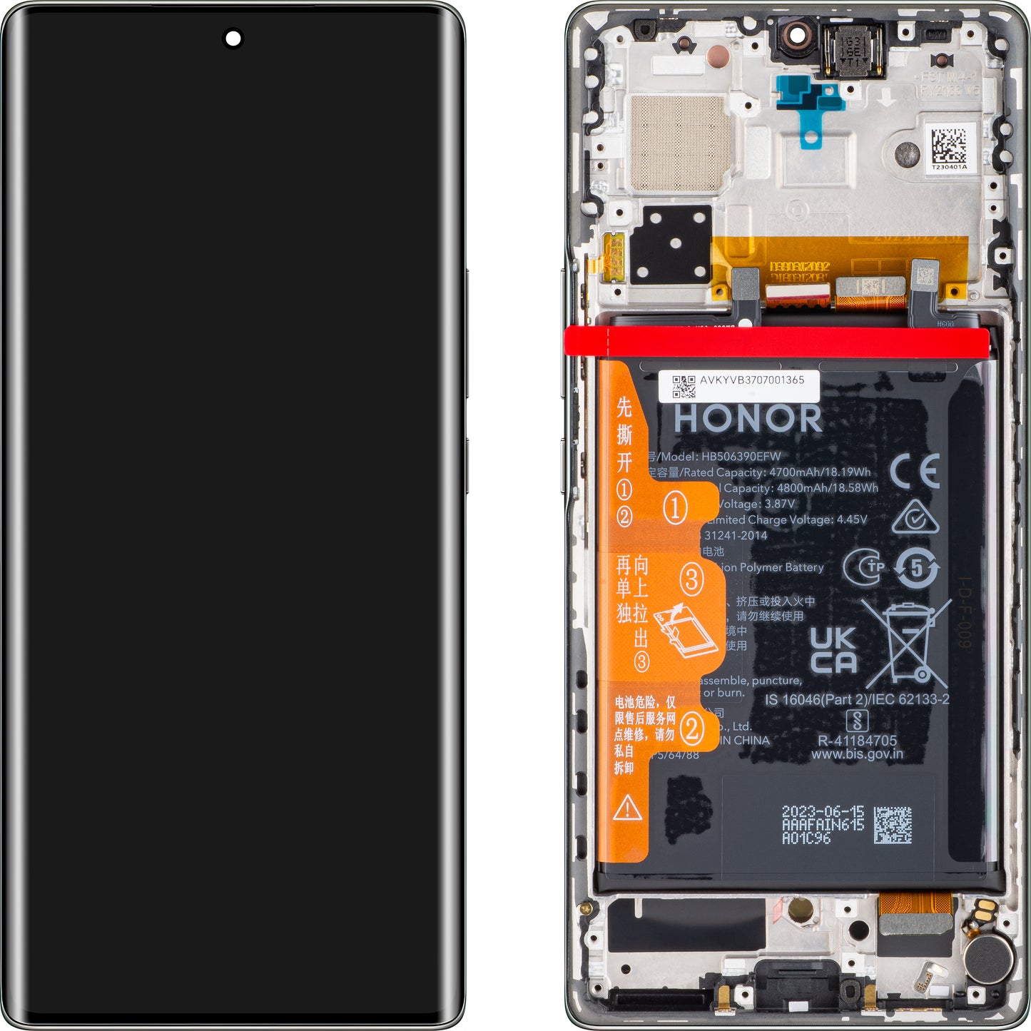 Dotykový displej Honor 70, s rámčekom a batériou, čierna polnoc, servisné balenie 0235ACMF