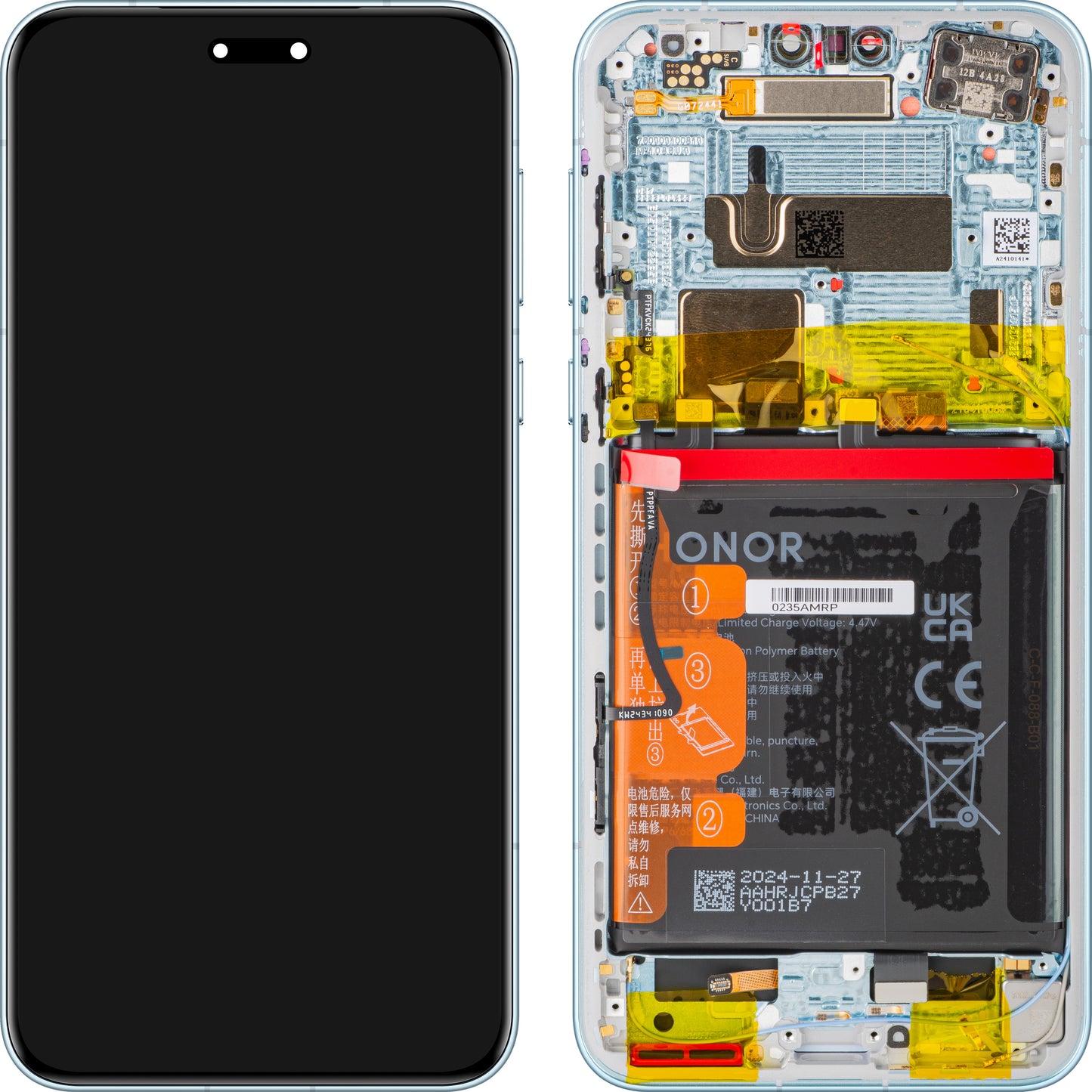 Displej s dotykovou obrazovkou Honor Magic7 Pro, s rámom a batériou, modrý (Breeze Blue), Service Pack 0235AMRP