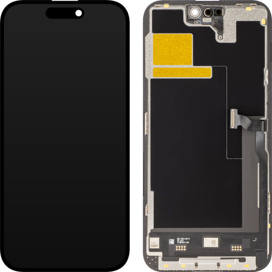 Dotykový displej JK pre Apple iPhone 14 Pro Max, s rámom, verzia s pohyblivým LCD displejom s integrovaným integrovaným obvodom, čierny