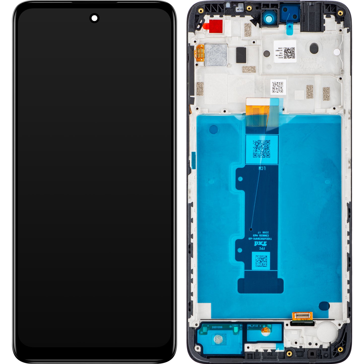 Motorola Moto Moto E32s / E22s Dotykový displej s rámom, čierny, servisný balík 5D68C20795