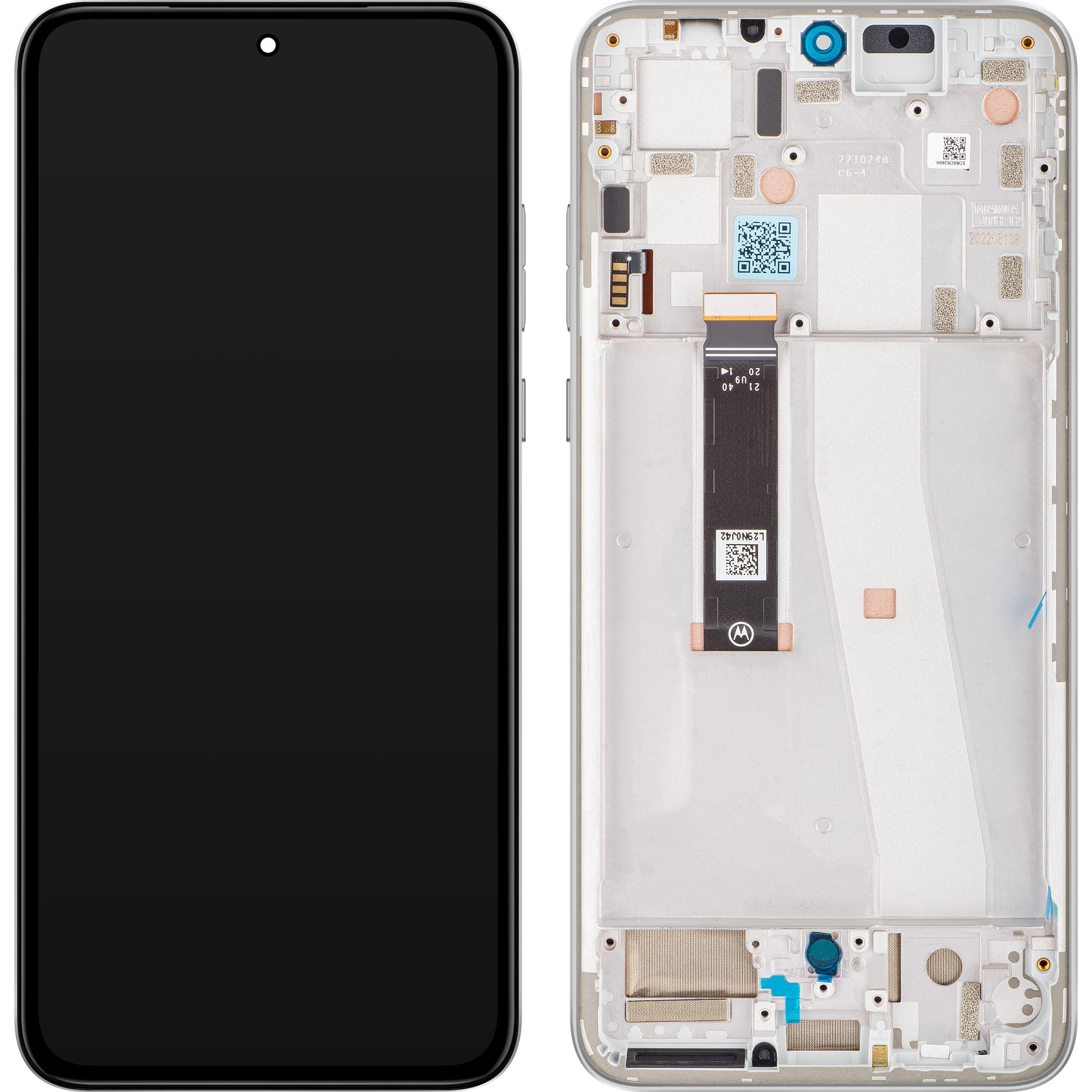 Motorola Edge 30 Neo dotykový displej s rámom, strieborný (Ice Palace), servisný balíček 5D68C21404