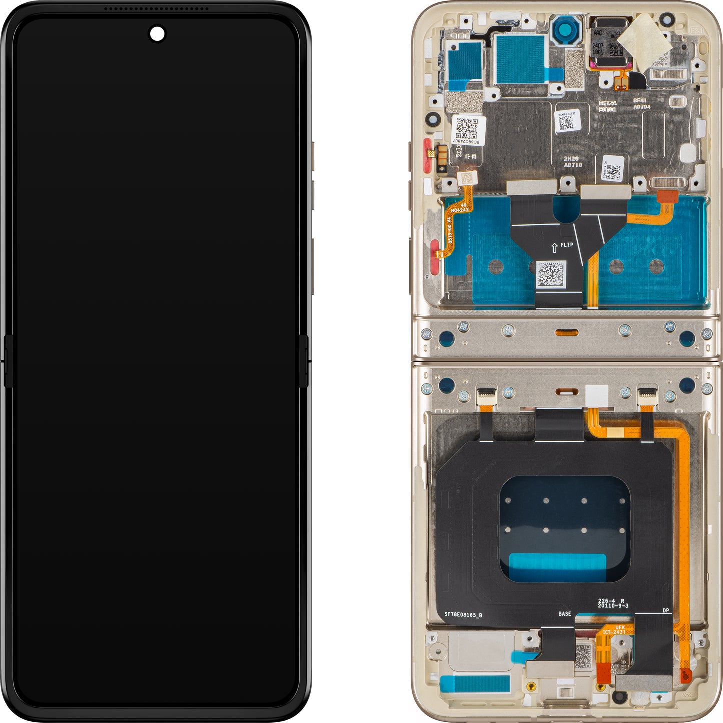 Displej s dotykovou obrazovkou Motorola Razr 2024 / Razr 50, s rámom, pod vnútorným, krémový (Pumice Stone), Service Pack 5D68C24807