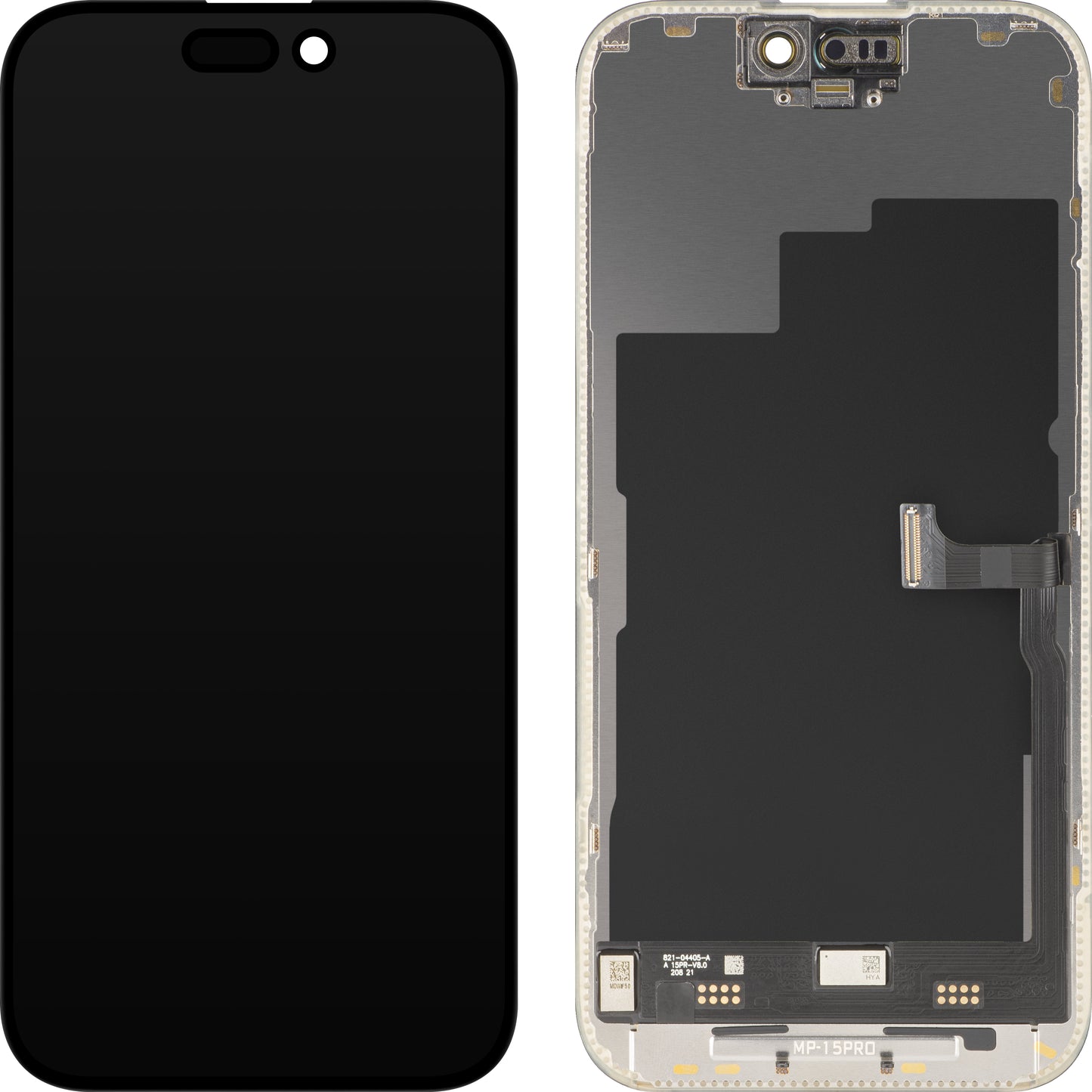 Displej s dotykovou obrazovkou MP kompatibilný s Apple iPhone 15 Pro, s rámom, prémiová verzia Soft OLED FHD 120Hz diagnostická, čierna