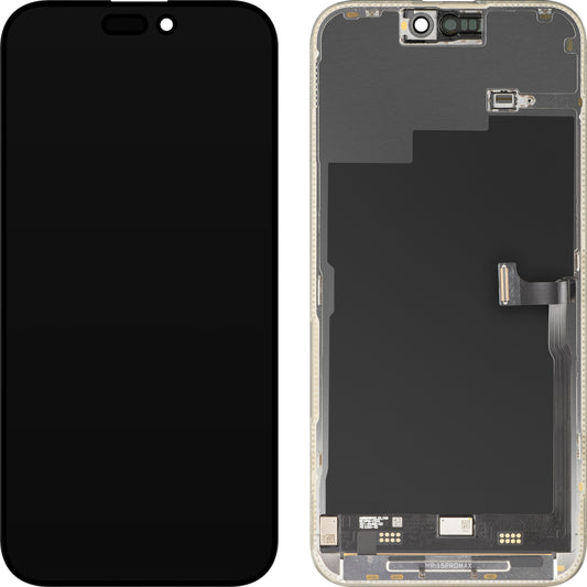 Displej s dotykovou obrazovkou MP kompatibilný s Apple iPhone 15 Pro Max, s rámom, prémiová verzia Soft OLED FHD 120Hz diagnostický, čierny