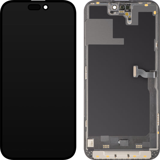Displej s dotykovou obrazovkou MP kompatibilný s Apple iPhone 14 Pro, s rámom, verzia Soft OLED 120Hz FHD Diagnostic, čierny, Swap