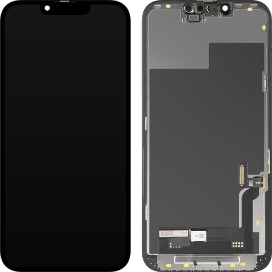 Displej s dotykovou obrazovkou MP kompatibilný s Apple iPhone 13, s rámom, softvérová verzia OLED FHD diagnostika, čierny, znovu zabalený