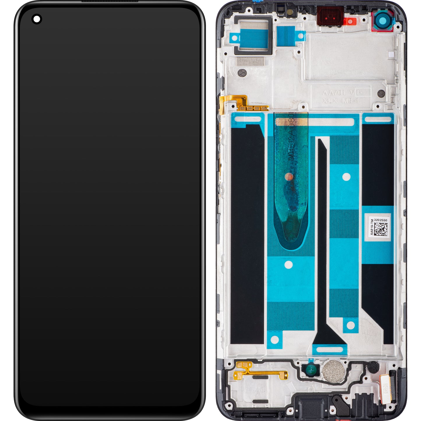 Realme 8 dotykový displej, s rámom, čierny, servisný balíček 4906919