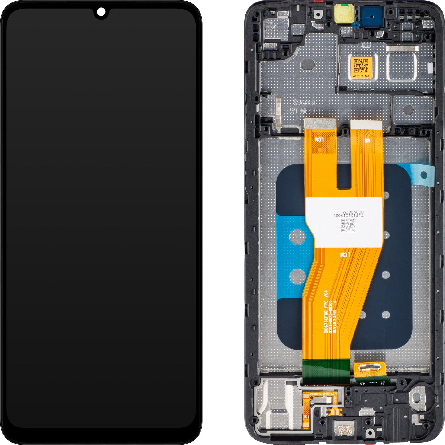 Touchscreen Display Samsung Galaxy A05 A055, with Frame, Black, Service Pack GH81-24189A