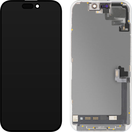 Displej s dotykovou obrazovkou a snímačom priblíženia MP kompatibilný s Apple iPhone 17, s rámom, softvérová verzia OLED FHD 120Hz diagnostická, čierna