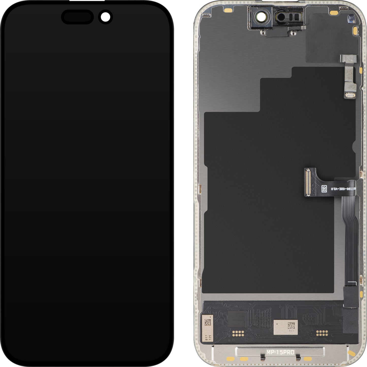 Displej s dotykovou obrazovkou a snímačom priblíženia MP kompatibilný s Apple iPhone 15 Pro, s rámom, softvérová verzia OLED FHD 120Hz diagnostika, čierna