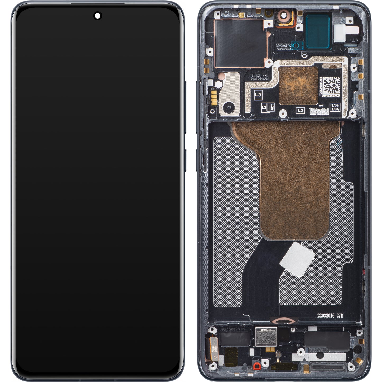 Xiaomi 12S / 12X / 12 Dotykový displej s rámom, čierny, servisný balík 56000300L300