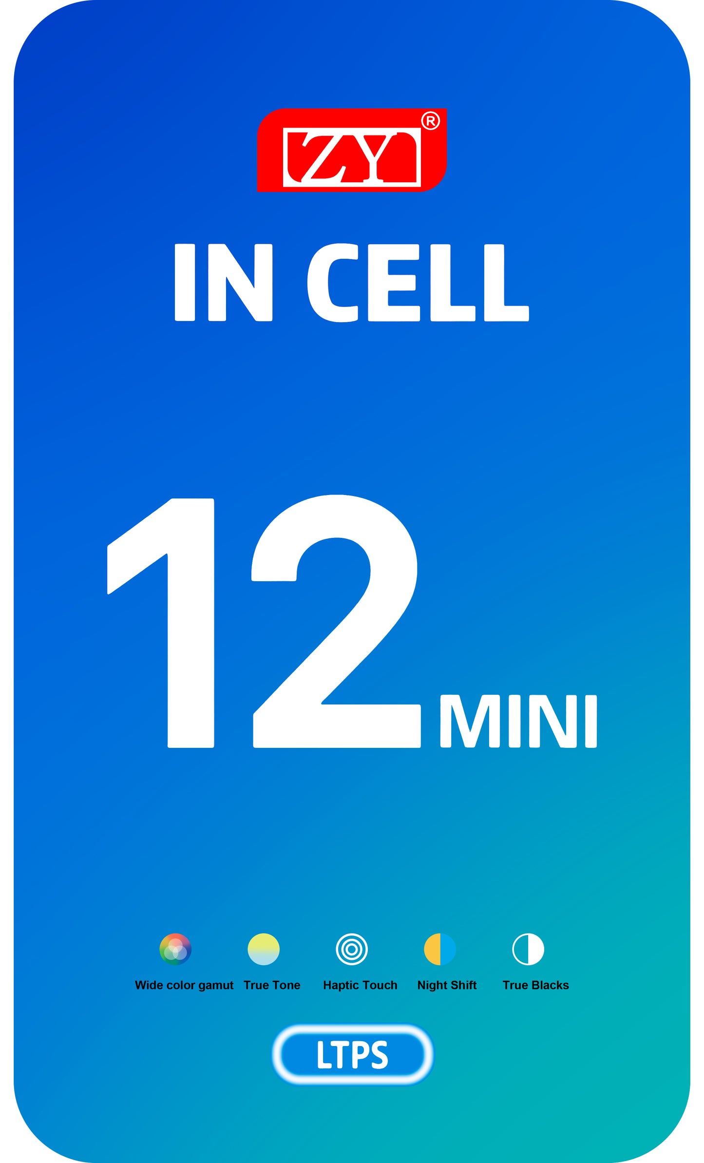 ZY dotykový displej pre Apple iPhone 12 mini, s rámčekom, verzia In-Cell LCD, čierny