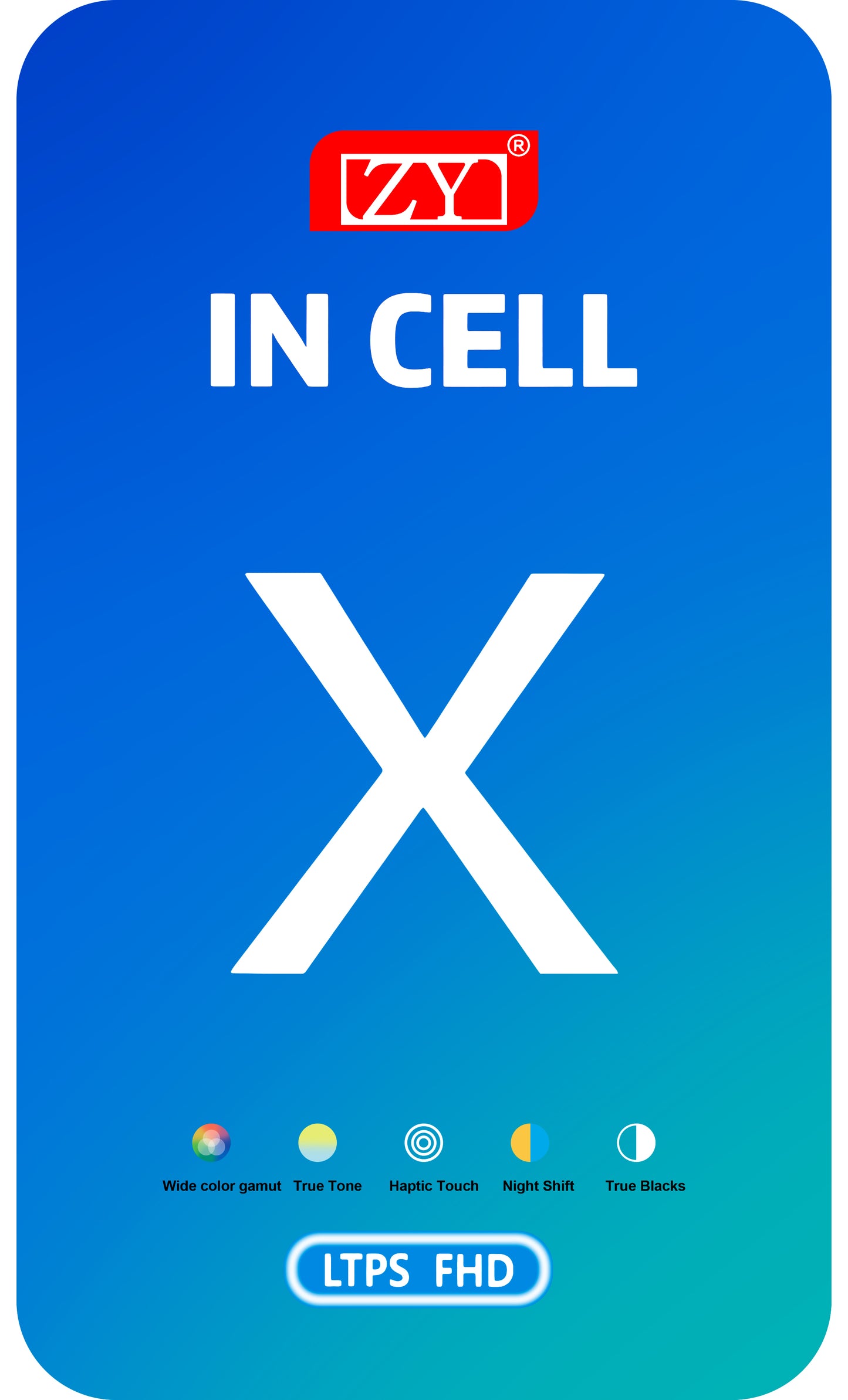 ZY dotykový displej pre Apple iPhone X, s rámom, verzia In-Cell LCD, čierny